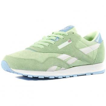 Reebok Girls' Classic Nylon Trainers, Green Suede, BD3858