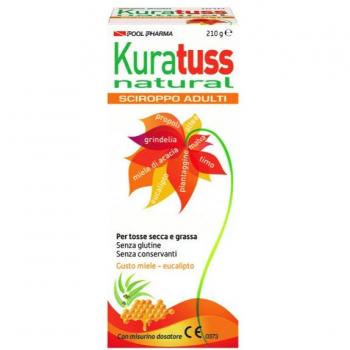Kuratuss Natural Sciroppo Tosse Adulti – Flacone 210 g, Gusto Miele‑Eucalipto