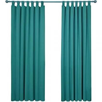 Deconovo Verdunkelungsgardine, 280x140 cm, Blau, 2er Set mit Schlaufen