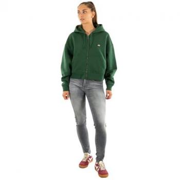 Dickies Women’s Oakport Green Hoodie, Full Zip, Pine Needle