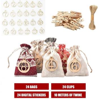 24-Tage Adventskalender mit Clips und Verzierungen