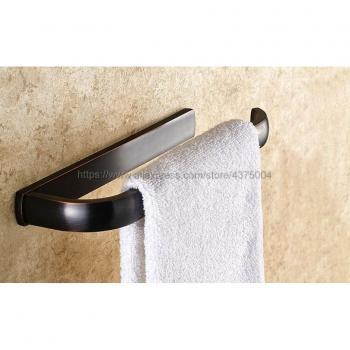 Accessoire de salle de bains : anneau noir à finition laiton huilée
