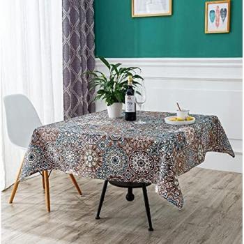 Mantel Rectangular Estampado y Liso Antimanchas 140x240 cm