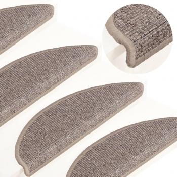 VidaXL Tapis autocollants d'escalier 15 pcs 56x17x3 cm couleur beige foncé