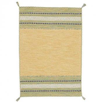 Yellow Striped Hand Woven Cotton Rug Azizi 240 x 340cm
