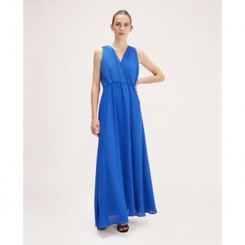 Vestido largo de georgette doble tono de Motivi con cuerpo plisado