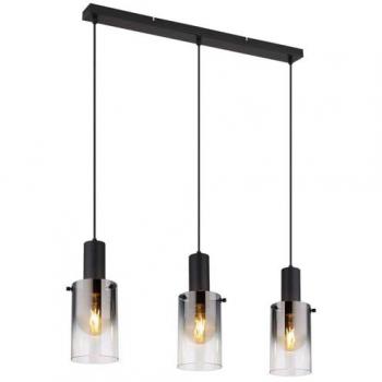 Pendelleuchte Hängelampe Wohnzimmerleuchte Glas rauchfarben 3 flammig h 150 cm