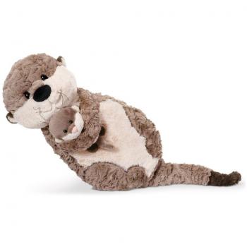 NICI Otter Pillow Figure Duo Oda & Odalina, Forest Friends Series, Eco Material, Green, 40x20cm