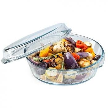 Plat de Cuisson en Verre avec Couvercle