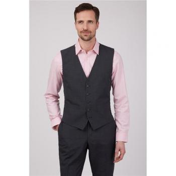 Blue Grid Texture Waistcoat