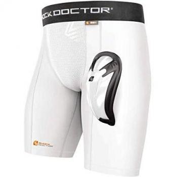 Shock Doctor Bioflex Cup Kompressions-Short für Herren, Weiß, Small