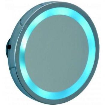 Wenko 3656450100 Specchio a LED da Parete Mosso, Illuminato, 3 Ventose, Acciaio, 15 x 2,