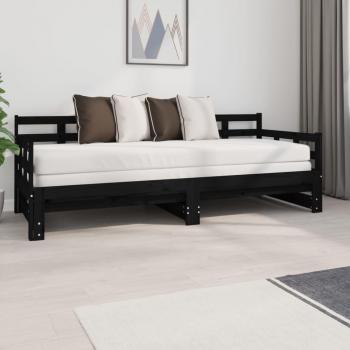 VidaXL Pull-out Day Bed Black Solid Wood Pine 2x(80x200) cm