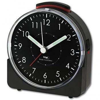TFA 60.1513 Sunrise Funkwecker analog geräuscharm Reisewecker Sweep Funk Uhrwerk