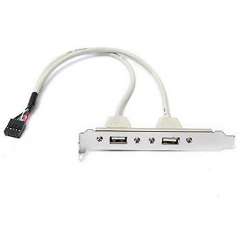 Módulo expansión USB 2.0 2‑puerto con panel trasero