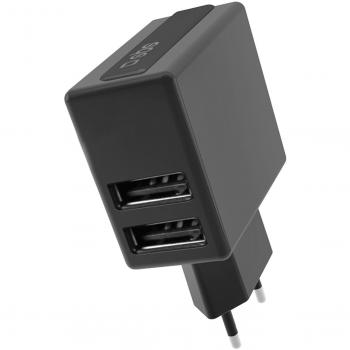 Chargeur USB secteur SBS 2,1 A noir à deux sorties