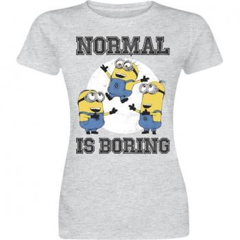 Minions Graues Damen‑Shirt „Normal Life Is Boring“ – S bis XL, Lizenzierter Fanartikel