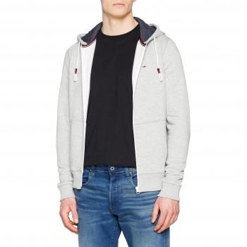 Pánská šedá mikina Tommy Hilfiger s kapucí a zipem