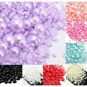 500Pcs 2-10mm Purple Flatback Pearl Beads for Garment Decoration