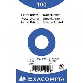 EXACOMPTA 10501E Paquet 100 fiches sous film