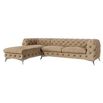 Canapé Chesterfield en velours beige moderne