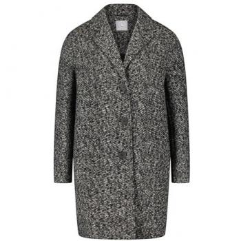 Longjacke „Revers“ von Betty & Co – Damen – Größe 44 – Obermaterial 85 % Polyester, 15 % Schurwolle – Farben Braun / Schwarz / Taupe