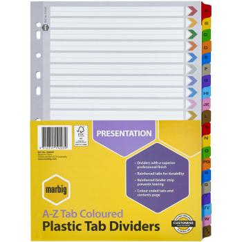 Marbig A4 Spectrum Tab Divider – A–Z