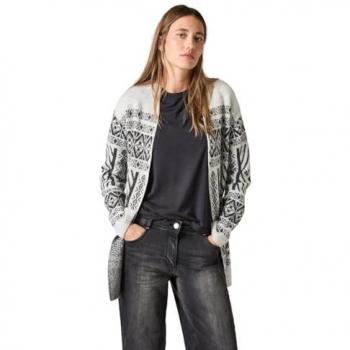 CECIL Gemusterter Cardigan aus softem Materialmix in Soft Silver Melange, Gr. XL (44)