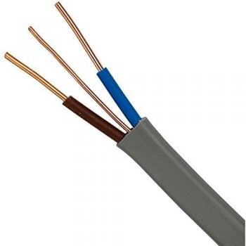 Merriway BH05688 Twin and Earth Flat Cable 1.5mm Grey 10 Metres