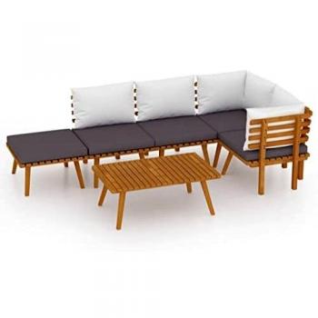 Set Lounge da Giardino 6 pz con Cuscini in Acacia Massello