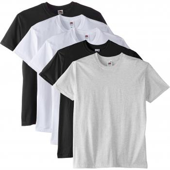 Fruit of the Loom Men’s Super Premium Short Sleeve Classic – White & Ash