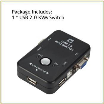 INIOICZMT 2-Port USB KVM Switch Box with VGA SVGA Support