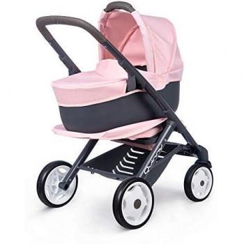 Poussette de poupée 3 en 1 Smoby avec landau et nacelle rose