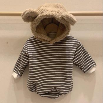 MILANCEL Winter Baby Bodysuit with Bear Hood