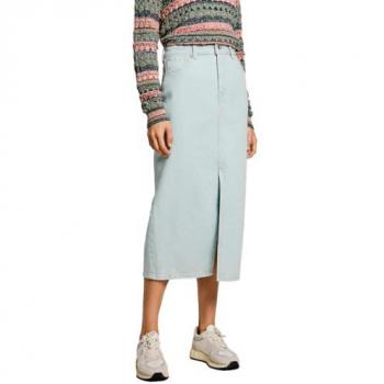 Pepe Jeans – Jupe midi taille haute en denim non extensible