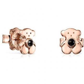 Pendientes Real Sisy de oro de 18 kt y plata rosa con onix