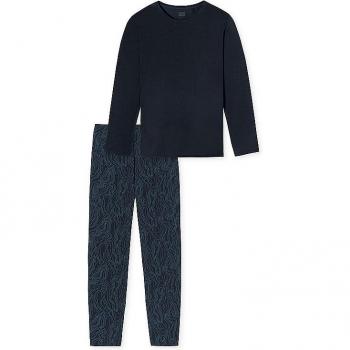 SCHIESSER Herren Pyjama Lang Modal Blätter Nachtblau Größe 50