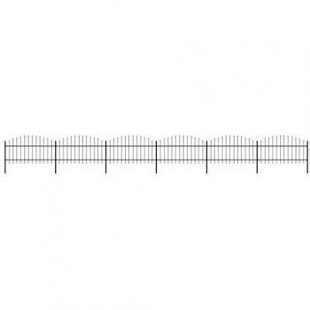 Recinzione Giardino con Punta Lancia in Acciaio Nera (1-1,25)x10,2m