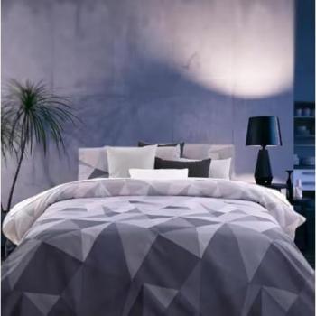Set de Cama Geométrico Azul de Algodón y Poliéster
