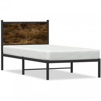 Smoked Oak Metal Bed Frame 75x190 cm Small Single