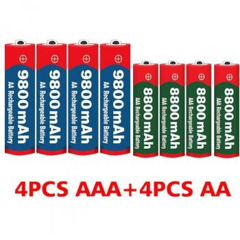 Batteries AA 9800 mAh et AAA 8800 mAh Rechargeables 1,5V pour Horloges