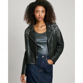 Chaqueta de Piel Cordero con Tachuelas para Mujer Pepe Jeans