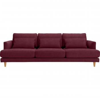 TOM TAILOR HOME 3‑Sitzer „Rotwein“ – Samtstoff TSV, Nierenkissen, Eichenfußdesign
