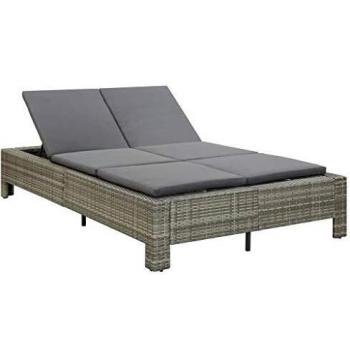 2-Seater Rattan Sun Bed with Cushion