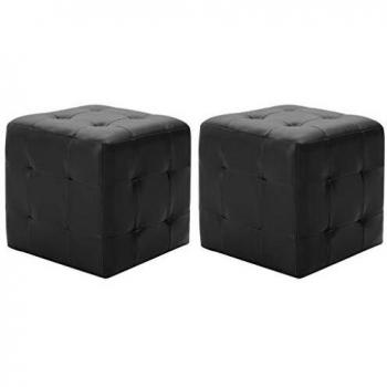 VidaXL Pouf Set 2 Stk. Schwarz 30x30x30 cm Kunstleder