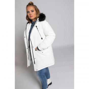 Parka bianco impermeabile con pelliccia sintetica, Donna, Taglia 64/66, Ulla Popken