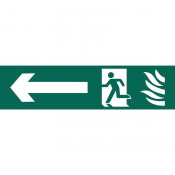 Draper Fire Safety Running Man Arrow Left Sign 200mm x 50mm Standard