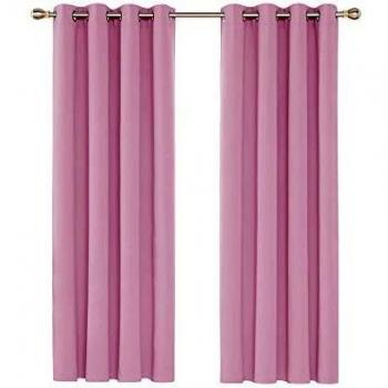 Deconovo Ösenvorhang, 2er Set, 175x140cm, für Wohnzimmer und Schlafzimmer