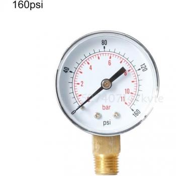 52mm Pressure Gauge with 1/4 BSPT Connection, Vertical, 15-300 PSI & Bar