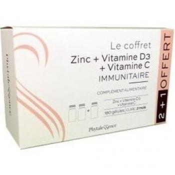 Phytalessence Coffre Trio Immunitaire Zinc + Vitamine D3 + Vitamine C 180 Gélules